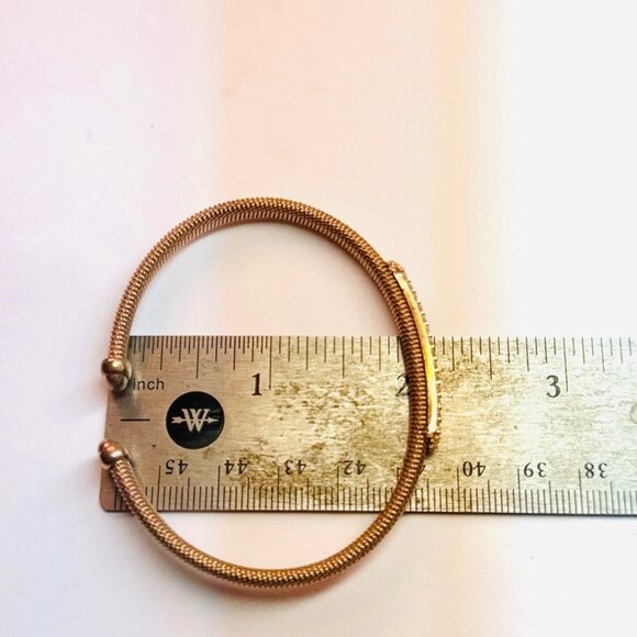 Estate Sterling Silver 925 Mesh Cuff Bracelet with CZ Bar Accent 7" 13.2g - Picture 7 of 11